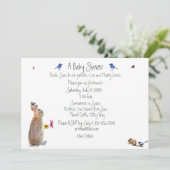 Gratis konijn baby-shower: uitnodigingen (Staand voorkant)