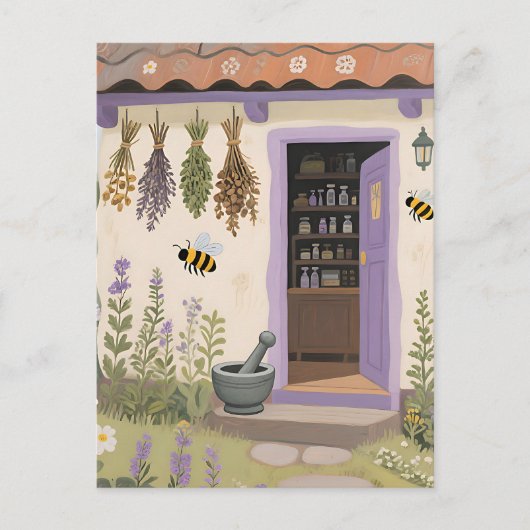 Gratis Kruidentuin Cottage Briefkaart (Voorkant)