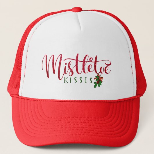 Gratis Kus met Mistletoe Kusjes Grafisch Ontwerp Trucker Pet (Voorkant)