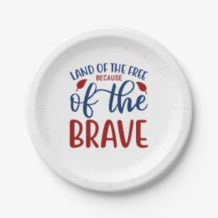 Gratis land door het Brave Red Blue Papieren Bordje