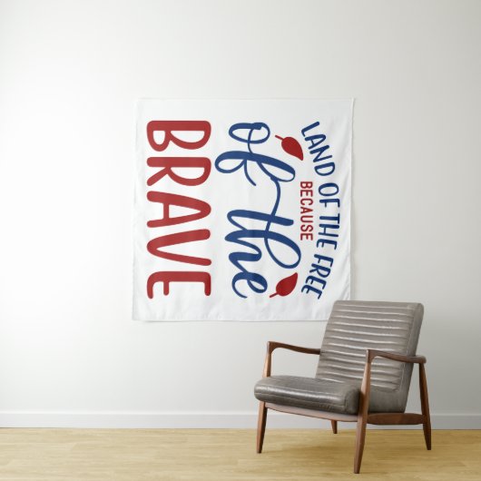 Gratis land door het Brave Red Blue Wandkleed (In Situ (horizontaal))