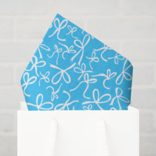 Gratis linten blauwe witte strikken patroon meisje tissuepapier