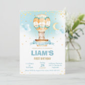 Gratis luchtballon Teddybeer Jongens Verjaardag Kaart (Staand voorkant)