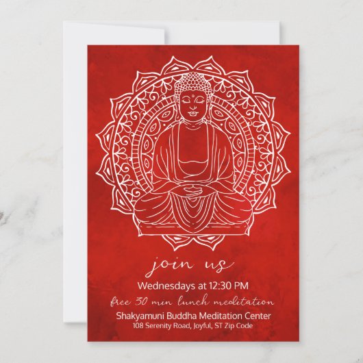 Gratis Lunch Meditatie Shakyamuni Boeddha Rood Kaart (Voorkant)