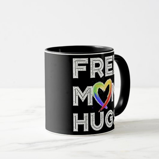 Gratis mam Hugs Free Mam Hugs Rainbow Gay Pride Mok (Voorkant rechts)
