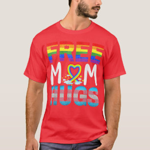 Gratis mam Hugs Gay Heart LGBT Pride Month voor ma T-shirt