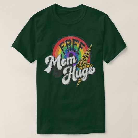 Gratis mam Hugs Leopard Rainbow Proud Mam LGBT Pri T-shirt (Design voorkant)