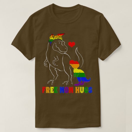 Gratis mam Hugs LGB Mamasaurus Rainbow Gift T-shirt (Design voorkant)