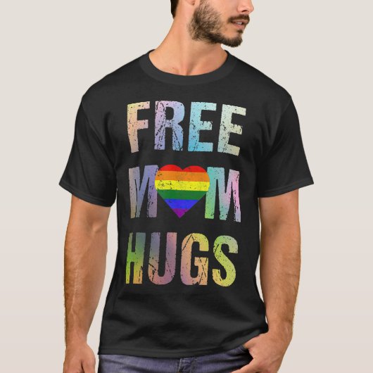 Gratis mam Hugs LGBT Gay Pride  Verstoorde T T-shirt (Voorkant)