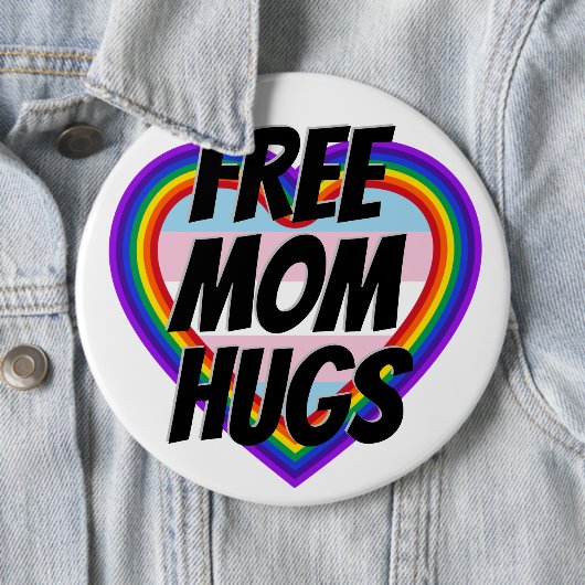 Gratis mam Hugs LGBT Pride Rainbow Heart Ronde Button 6,0 Cm (In situ)