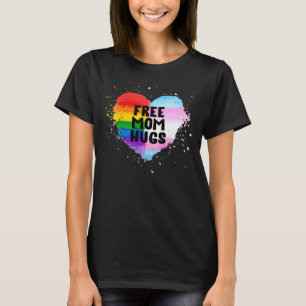 Gratis mam Hugs LGBT Rainbow Flag Heart Gay Pride T-shirt
