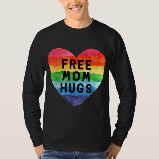 Gratis Mam Hugs LGBT-vlag Gay Lesbian Pride Parade T-shirt (Voorkant)