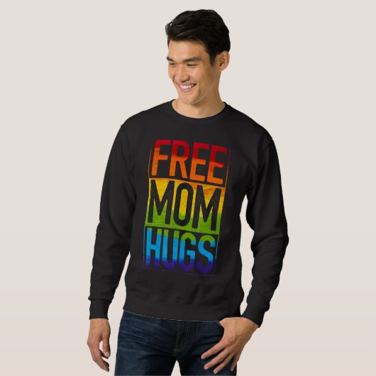 Gratis mam Hugs Rainbow Heart Lgbt Pride Month 1 Trui (Voorkant volledig)
