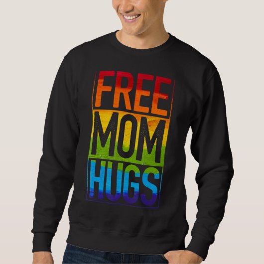 Gratis mam Hugs Rainbow Heart Lgbt Pride Month 1 Trui (Voorkant)