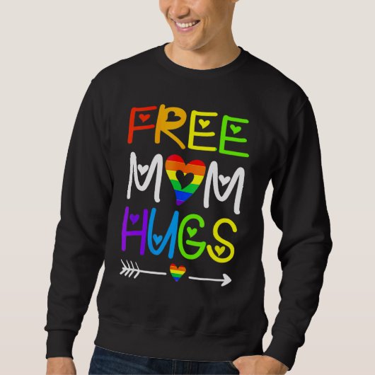 Gratis mam Hugs Rainbow Heart Lgbt Pride Month 3 Trui (Voorkant)