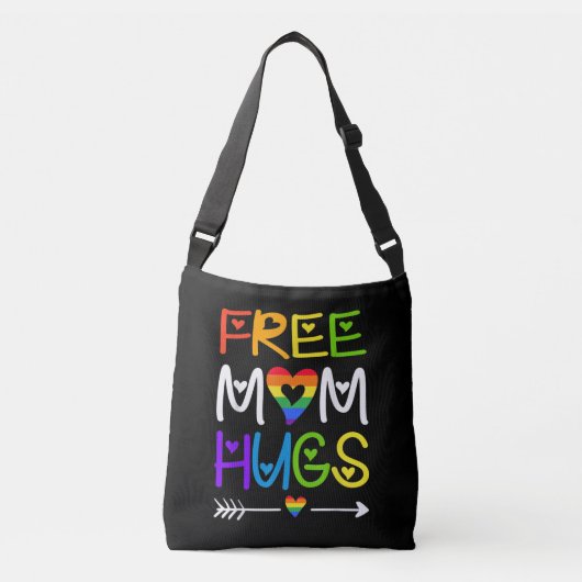 Gratis mam Hugs Rainbow Heart LGBT Pride Month Crossbody Tas (Voorkant)