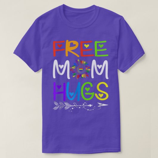 Gratis mam Hugs Rainbow Sunflower LGBT Pride Month T-shirt (Design voorkant)