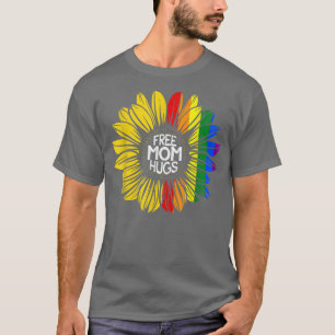 Gratis mam Hugs Rainbow Sunflower LGBTQ Gay Pride  T-shirt