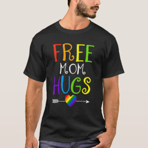 Gratis mam knuffels met regenboog hart LGBT vlag P T-shirt
