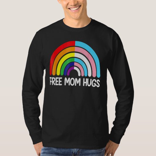 Gratis mam knuffels regenboog transgender vlag lgb t-shirt (Voorkant)
