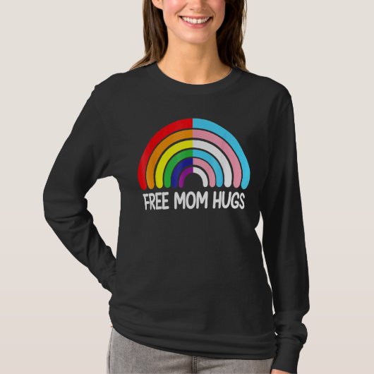 Gratis mam knuffels regenboog transgender vlag lgb t-shirt (Voorkant)