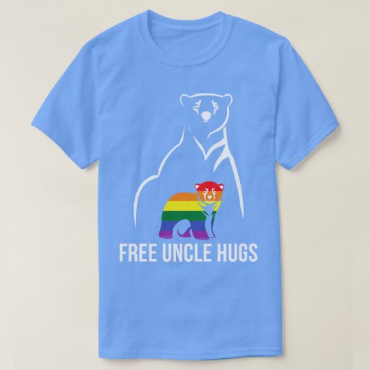 Gratis Mannen voor oom Hugs Gay Pride LGBT Rainbow T-shirt (Design voorkant)