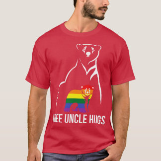 Gratis Mannen voor oom Hugs Gay Pride LGBT Rainbow T-shirt