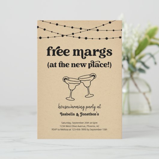 Gratis Margs Grappige Housewarming Party Uitnodigi Kaart (Staand voorkant)