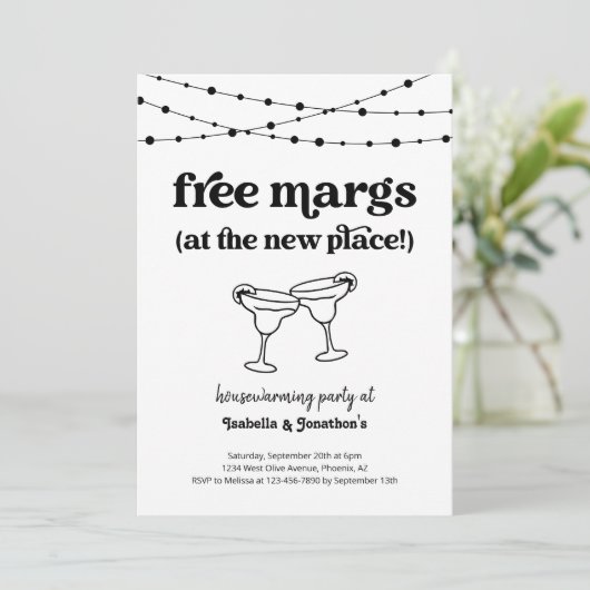 Gratis Margs Grappige Housewarming Party Uitnodigi Kaart (Staand voorkant)