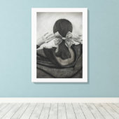 Gratis meisje kijkt niet terug. canvas afdruk (Insitu (Houten vloer))