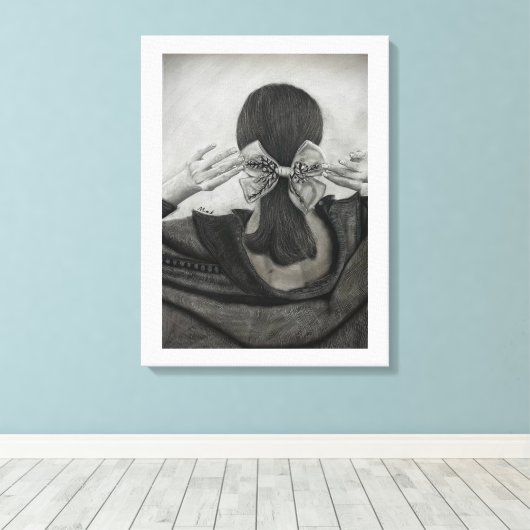 Gratis meisje kijkt niet terug. canvas afdruk (Insitu (Houten vloer))