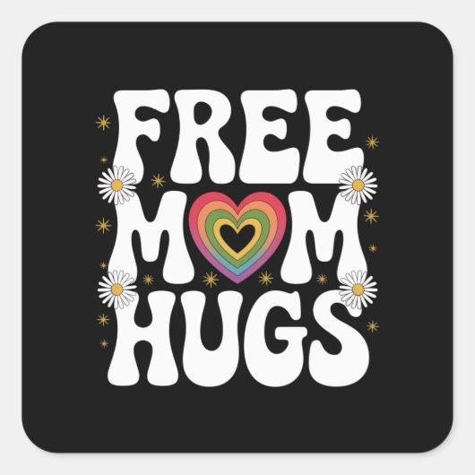 Gratis Moeder Knuffel Transgender Lesbienne Homo L Vierkante Sticker (Voorkant)