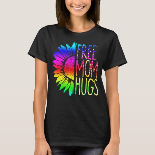 Gratis Moeder Knuffels Daisy Rainbow Heart Liefde  T-shirt (Voorkant)