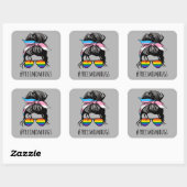 Gratis Moeder Knuffels IV - Messy Bun Rainbow Gay Vierkante Sticker (Vel)