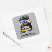 Gratis Moeder Knuffels IV - Messy Bun Rainbow Gay Vierkante Sticker (Envelop)