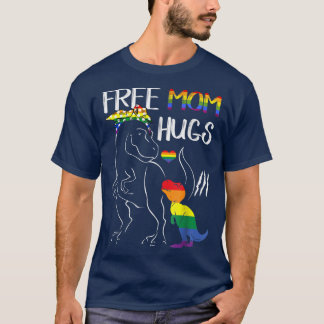 Gratis Moeder Knuffels LGBT Trots Mama Dinosaur Re T-shirt