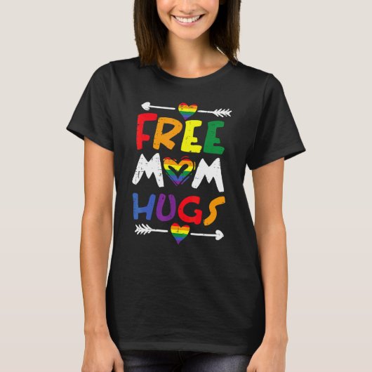 Gratis Moeder Knuffels Regenboog Hart Gay Pride Vl T-shirt (Voorkant)