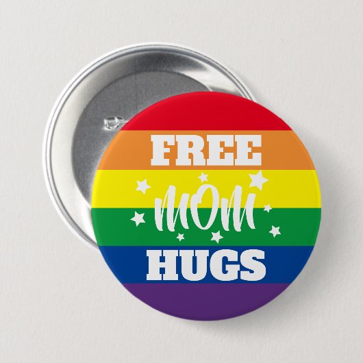 Gratis Mom Hugs | Sterren en regenboog Ronde Button 7,6 Cm (Voorkant /achterkant)