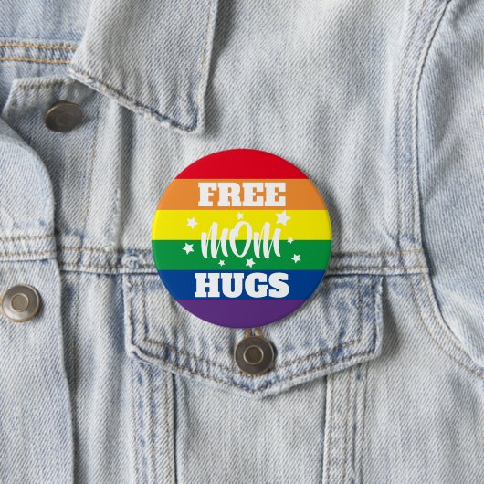 Gratis Mom Hugs | Sterren en regenboog Ronde Button 7,6 Cm (In situ)