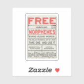 Gratis Morphemes Grammatica Engelse taal Sticker (Vel)