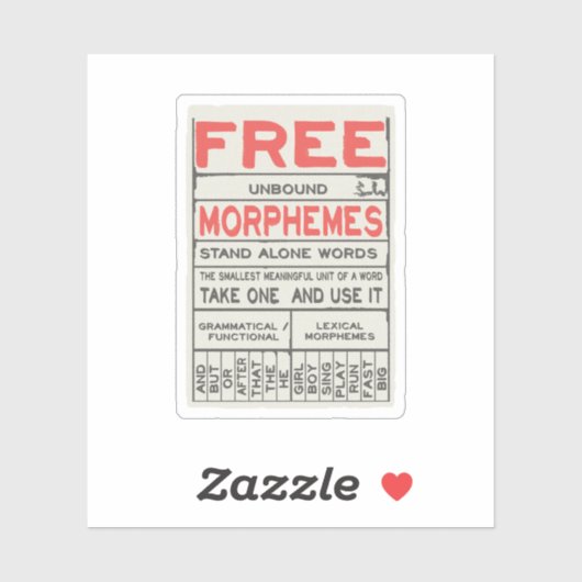 Gratis Morphemes Grammatica Engelse taal Sticker (Vel)
