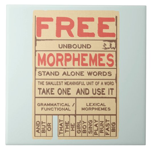 Gratis Morphemes Grammatica Engelse taal Tegeltje (Voorkant)