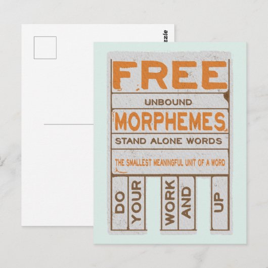 Gratis Morphemes grappige gestructureerde geletter Briefkaart (Voorkant / Achterkant)