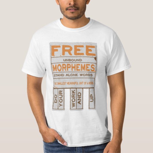 Gratis Morphemes grappige gestructureerde geletter T-shirt (Voorkant)