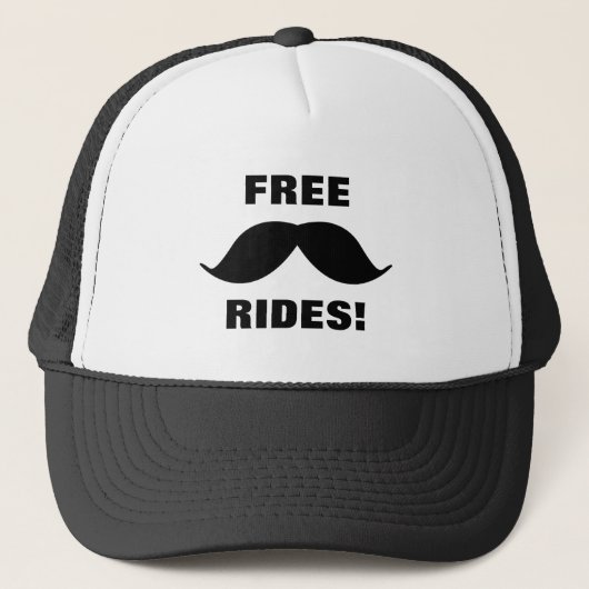 GRATIS Mustache Rides Trucker Hat! Trucker Pet (Voorkant)