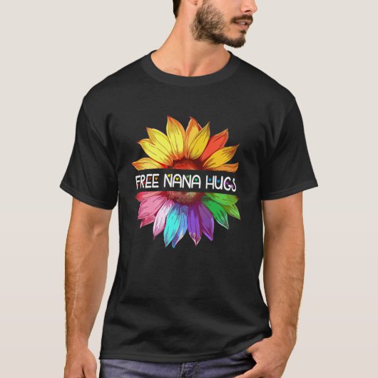 Gratis Nana Hugs LGBTQ LGBT Pride Daisy Rainbow Fl T-shirt (Voorkant)