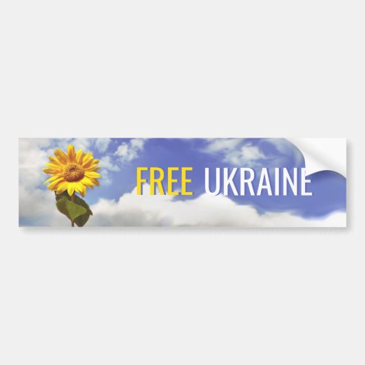 Gratis Oekraïne Blauw Geel Zonnebloem Vrede Bumper Bumpersticker (Voorkant)