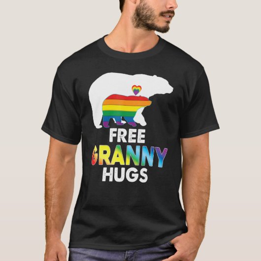 Gratis oma knuffels regenboog Beer lgbt pride gay T-shirt (Voorkant)