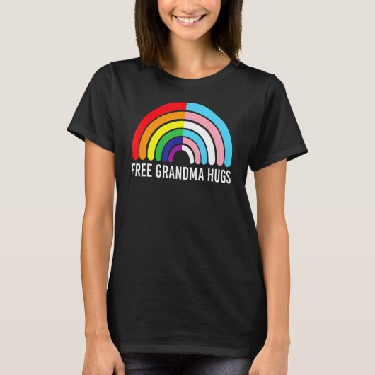 Gratis oma knuffels regenboog transgender vlag lgb t-shirt (Voorkant)