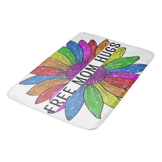 Gratis ondersteuning voor mama Hugs LGBTQIA+ Pride Badmat (Gekanteld)